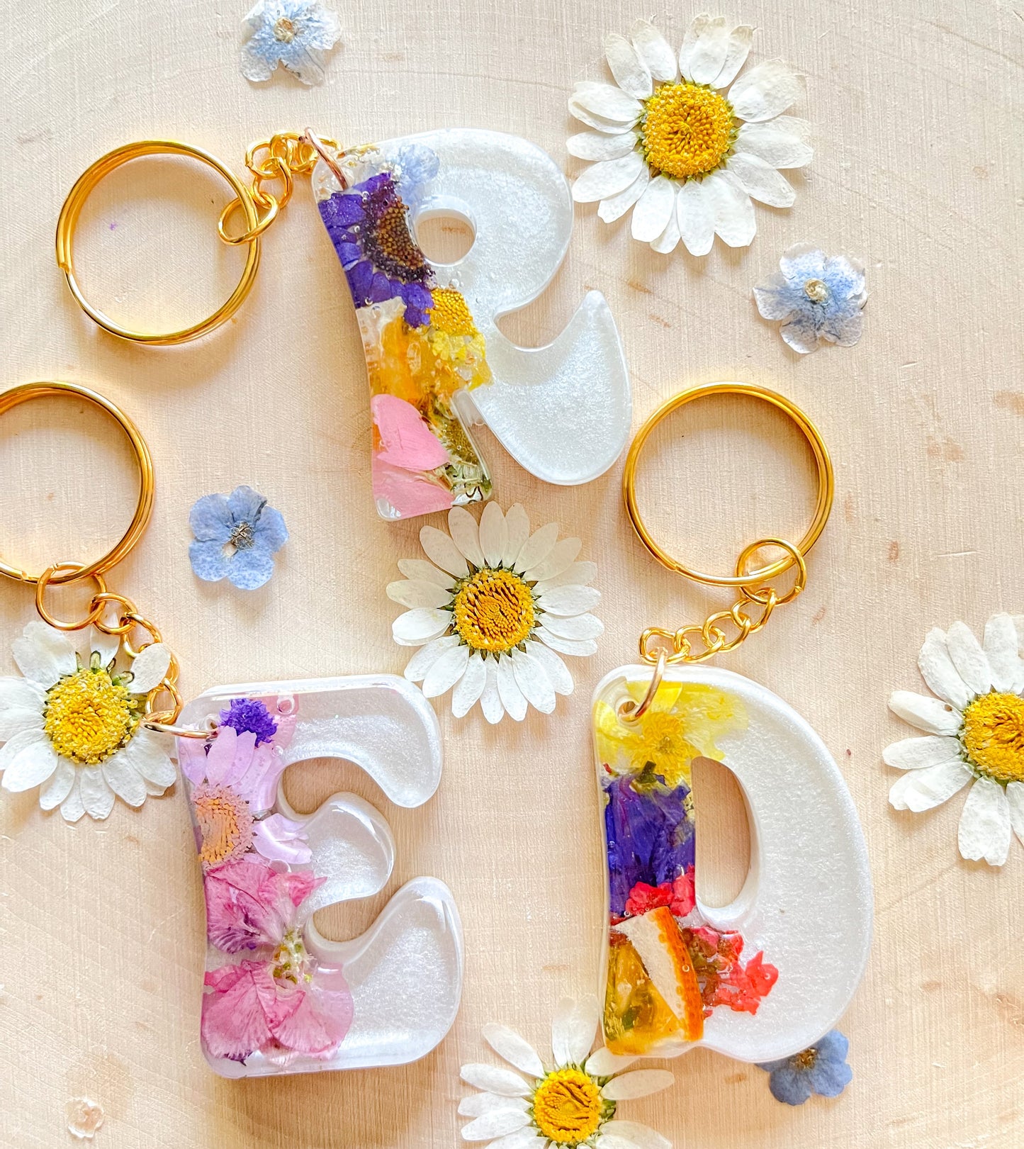 Groovy Resin wildflower keychain
