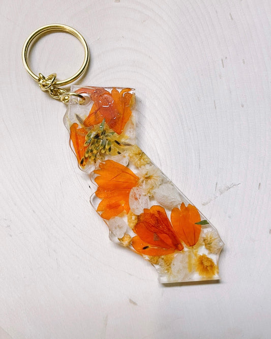 Resin wildflower California keychain