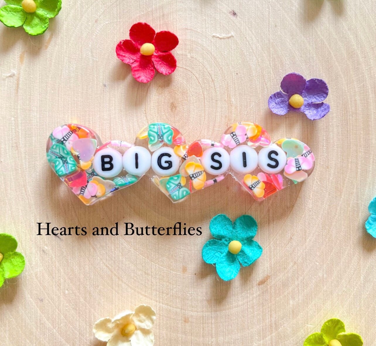 Custom Heart resin hair clips